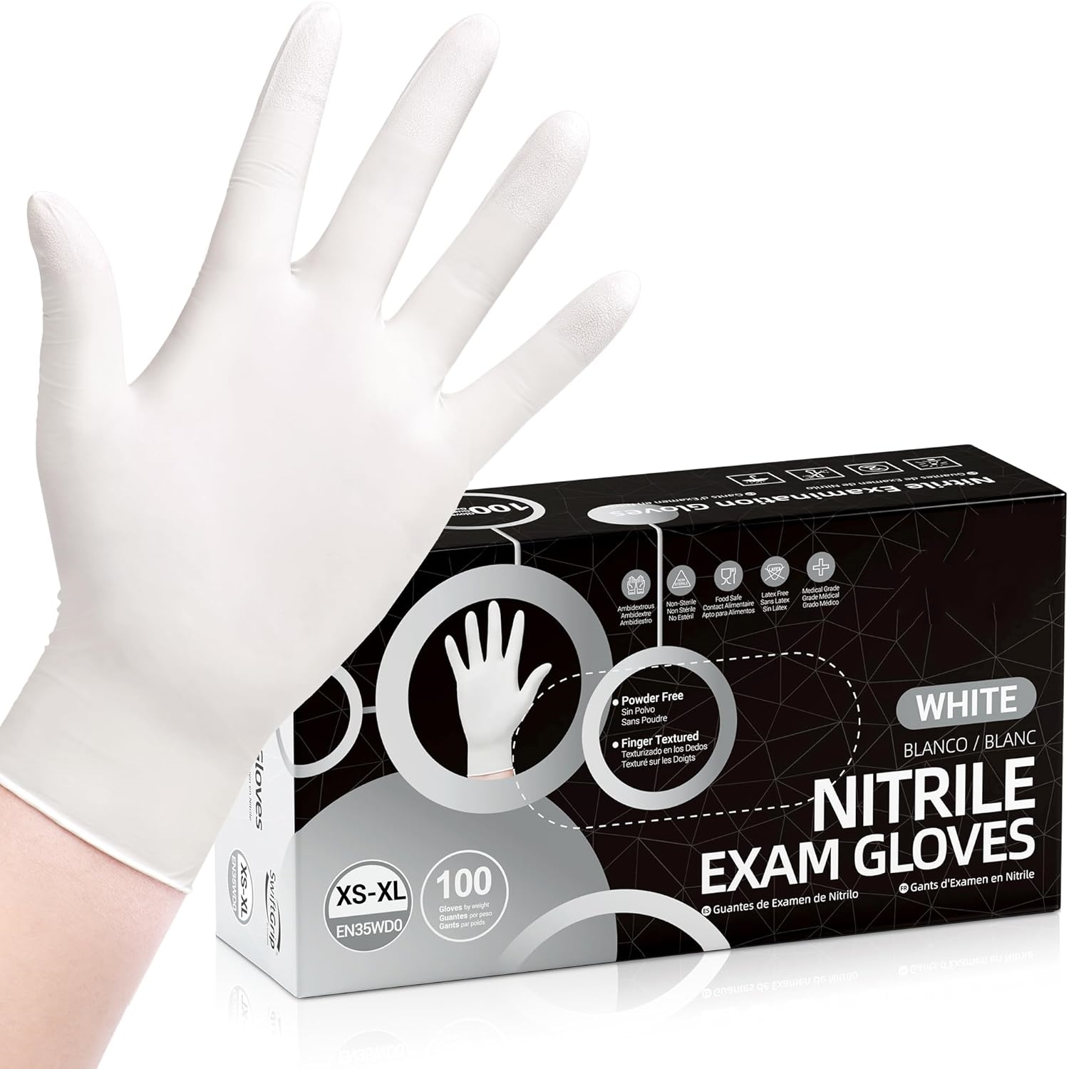 Rubber Glove Cleaning - White Disposable Nitrile Gloves 100 Pack,Latex