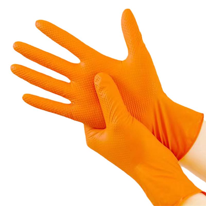 Nitrile Mechanic Glove - PORK-Industrial 8Mil Heavy Duty Orange Nitrile