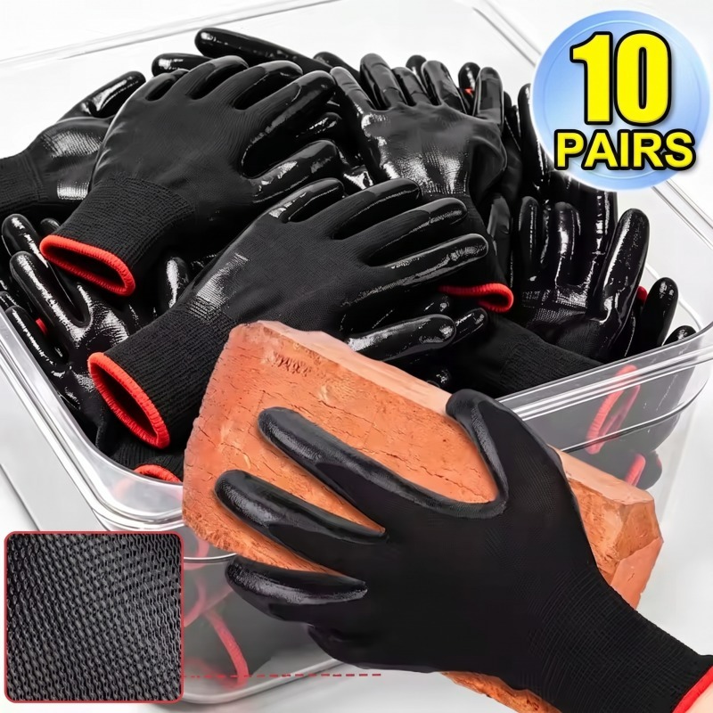 Nitrile Mechanic Glove - 1/10pairs Safety Work Gloves Nitrile Rubber