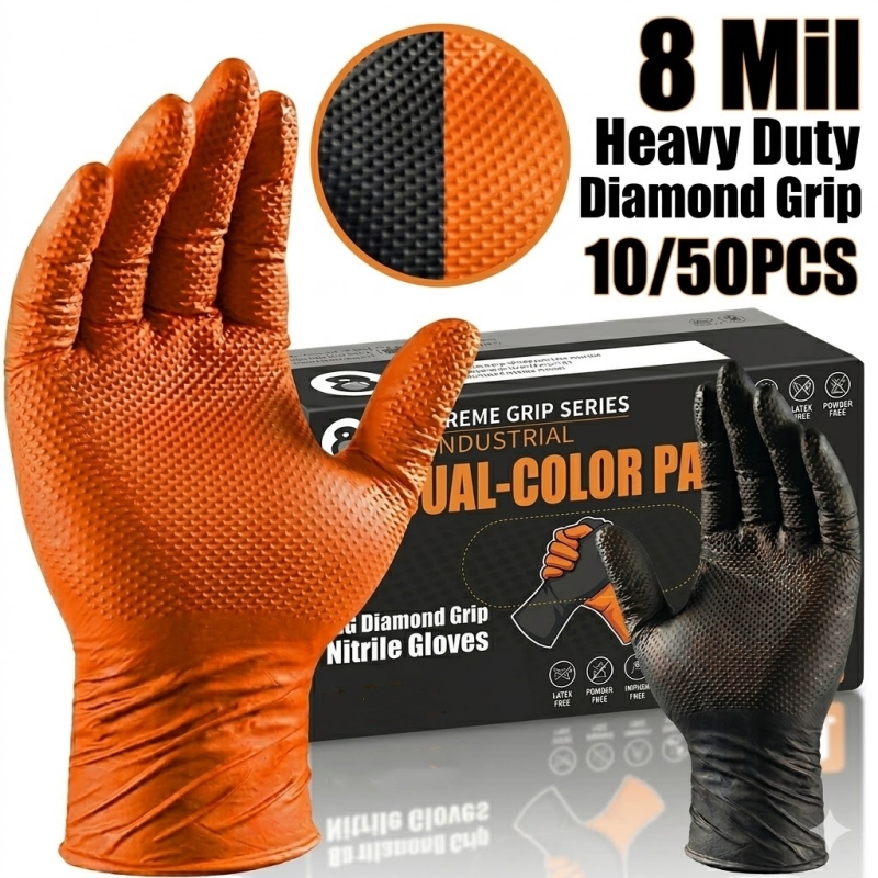 Heavy Duty Orange Nitrile Glov - огляд і ціна Nitrile Mechanic Glove