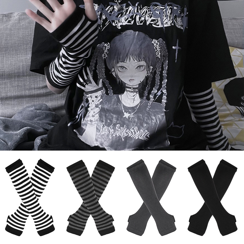 Women Long Sleeve Gothic Strip - огляд і ціна Fingerless Glove Knit