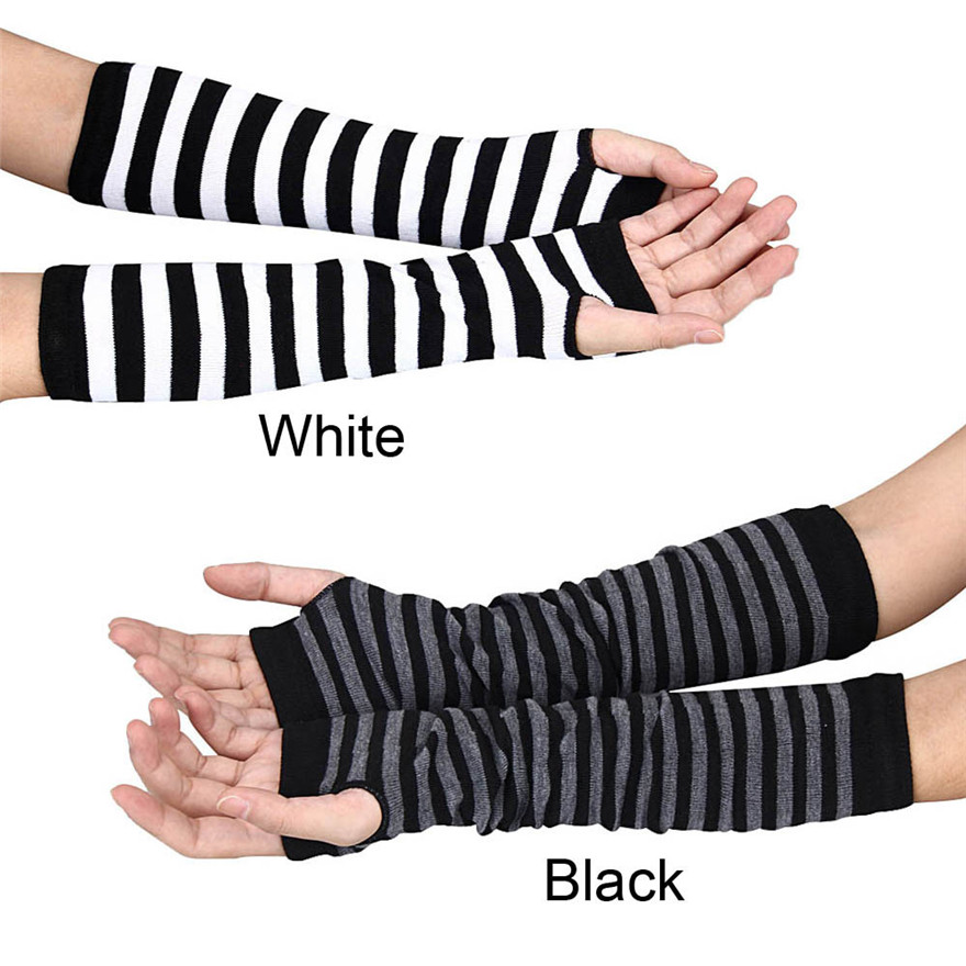 Women Long Sleeve Gothic Strip - огляд і ціна Fingerless Glove Knit