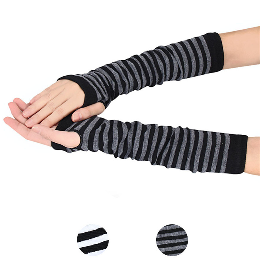 Women Long Sleeve Gothic Strip - огляд і ціна Fingerless Glove Knit